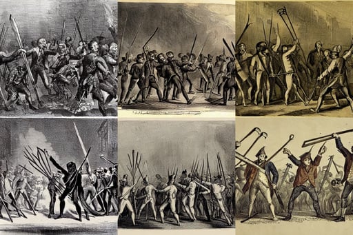 angry mob with pitchforks during the french revolution, from a cryptic creature eyes, dynamic pose anatomically correct, asymmetrical intricate concept art