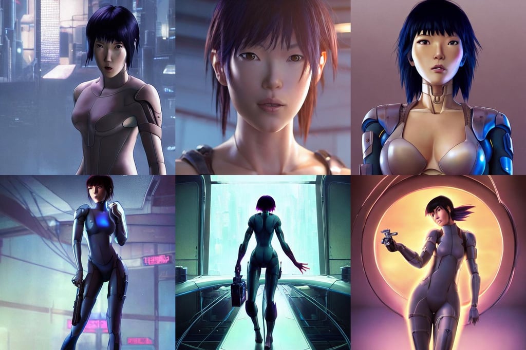 weta disney pixar movie still portrait photo of motoko kusanagi ghost in the shell : : as woman by pixar : : by weta, greg rutkowski, wlop, ilya kuvshinov, rossdraws, artgerm, marvel, maxim cover, latex, octane render, sweaty, iridescent, bright morning, anime, liosh, mucha : :