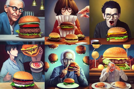 portrait of Dr. Kevorkian eating massive hamburgers, narrative nature grotesque dark, by RHADS, cinematic | | very anime!!!, by viktoria gavrilenko 3 d, legendary, with rhinestone eyes, wlop by katherine lam, hard brush, concept art by hayao miyazaki, by wayne reynolds, hairbow, battle stand, in the night, geoffrey ernault, Japanese style, 8 k, seven dragon heads sticking out of the water