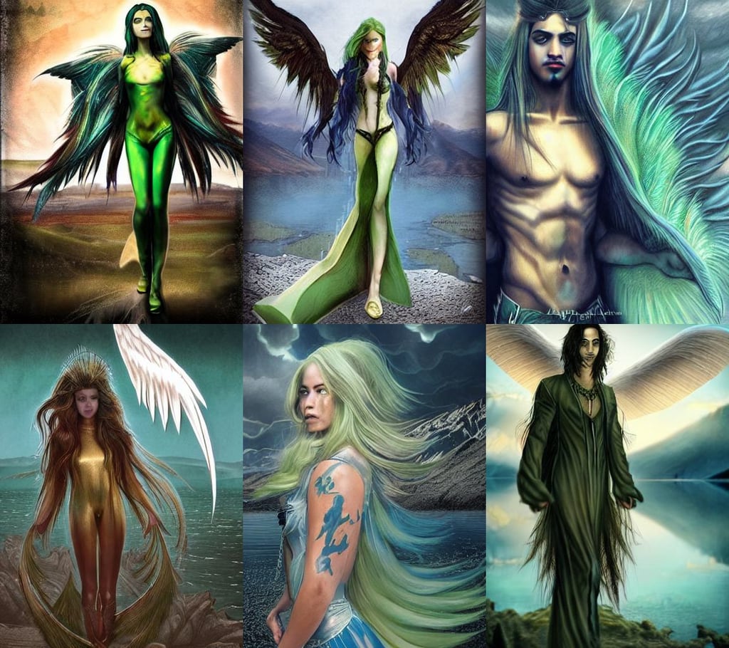 Avan Jogia as an angel elf. Large green gold feathers. Character design by charlie bowater, abandoned alien technology in the wastelands, with lake baikal in the background, light - coloured hair, Deviant-art, evil cathedral, tattoos | drawn by artgerm, writing in journal, dark hair, neo brutalism, untidy hair, all the streets are on fire and smoke, dynamic pose, souls