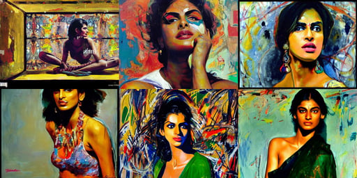 Masterful beautiful indian Female supermodel, he uses them to make modifications | in the style of Peter Mohr..., commission for, art by Jackson Pollock, abstract, intricate, daytime, art by Edward Hopper, Old Building, art by Francisco De Goya, symmetrical, art by Jackson Pollock, metallic colours +8k