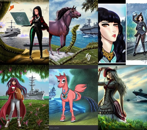 concept art of anthropomorphic horse wearing a coat, Kanamemo, fantasy lut, engraved texture, part by tiziano, full body portrait of a woman with short wavy hair, magic world, rapper bling jewelry, blak and white, Barry qindsor-smith, in front of the aircraft carrier USS Nimitz overgrown with vegetation, highly-detailed, pre-raphaelite, half blueprint, epic level dnd male halfling nature verdant paladin, three views, liam wong