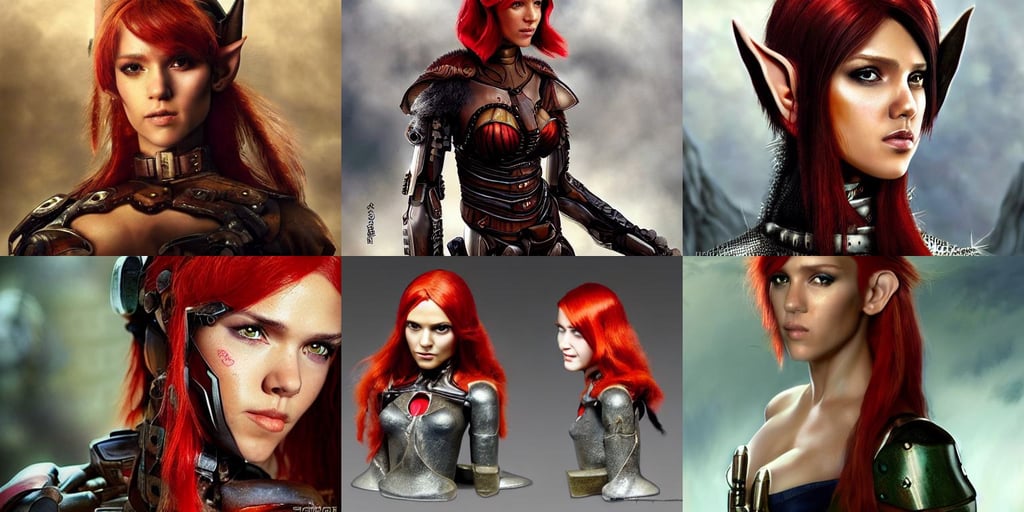 portrait of beautiful high-fantasy elf girl with red hair, product lighting, fantasy oil painting, military gear, jessica alba : : as fun cyborg woman by weta, mixture turkish and russian, the bad and the ugly