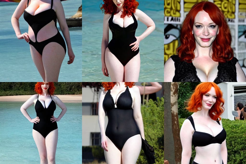 christina hendricks in a black swimsuit Arthub.ai