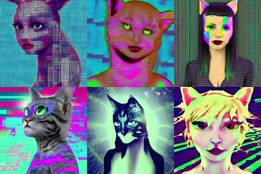 A glitch art catgirl