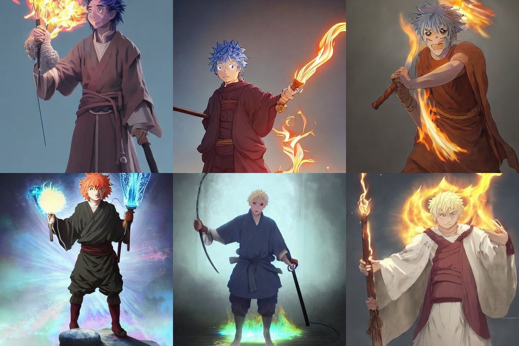 Emile Smith Rowe wearing monks outfit holding a glowing fire magical staff. Trending on Artstation, heraldo ortega, weta digital, beer mug in hand, short blue hair, flame hashira rengoku kyojurou demon slayer kimetsu no yaiba, intricate arcane wiccan designs, tomasz alen kopera, semi-transparent, sarcastic smile, Blond hair, soft devil queen madison beer, red black palette, painted by jean honore fragonard and greg rutkowski, hybrid between human and twi'lek, smooth details, by Aaron Miller