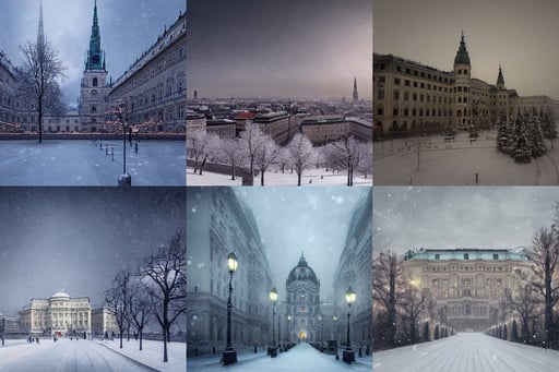 Vienna in winter, dark academia aesthetic, matte painting