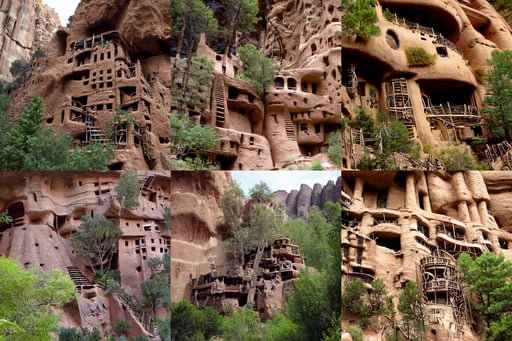 steampunk and forestpunk cliff dwellings