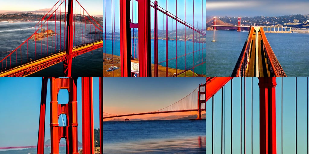 infinite golden gate bridge, close-up