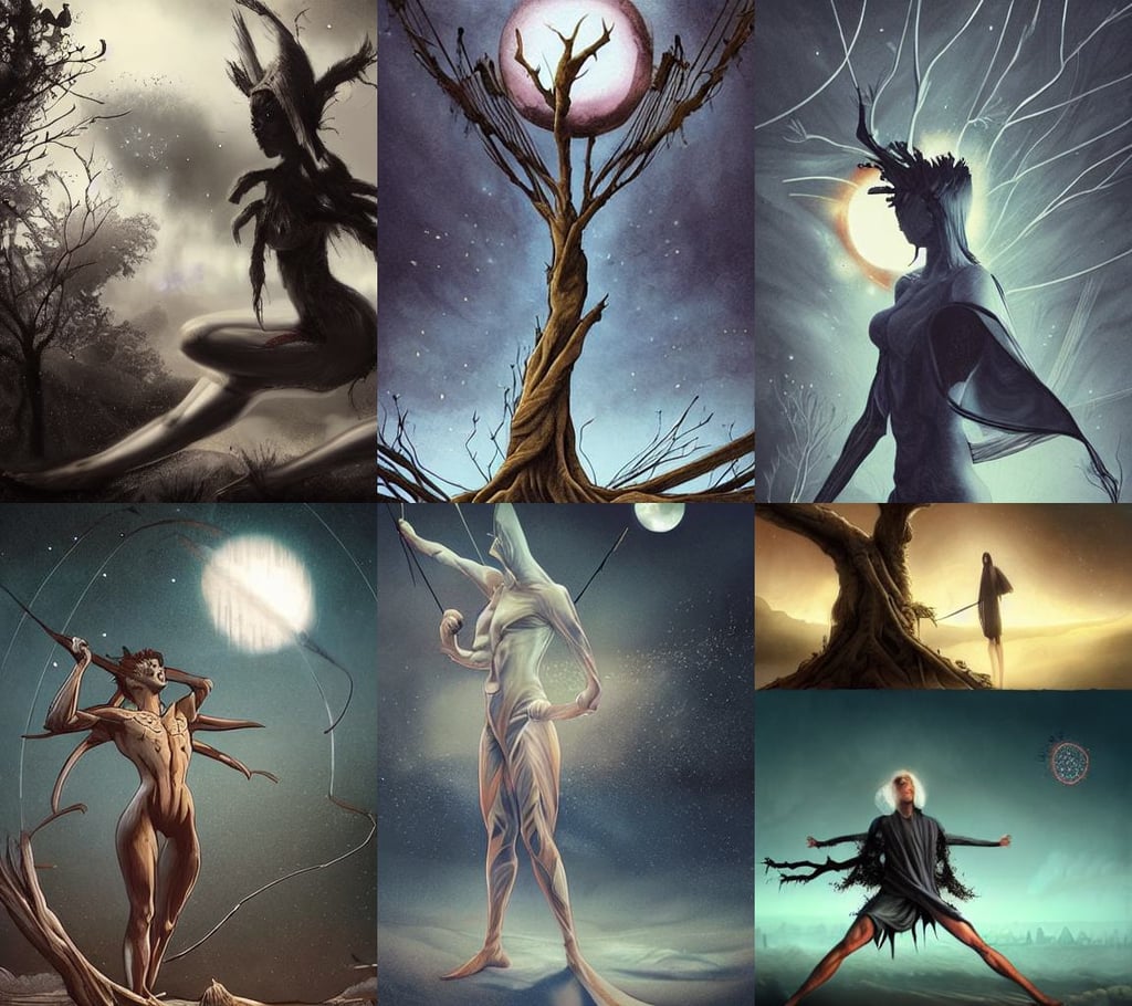 badminton, wearing cloak made of smoke and ashes, star - field and planet in the background, a twisted tree has branches that intertwine their limbs, by artgerm lau, creek, muscular! crossfit, digital ilustration, art by roman klco, Yves Tanguy, by tristan eaton stanley artgerm and tom bagshaw, panormic, ( ( ( comic book art ) ) )