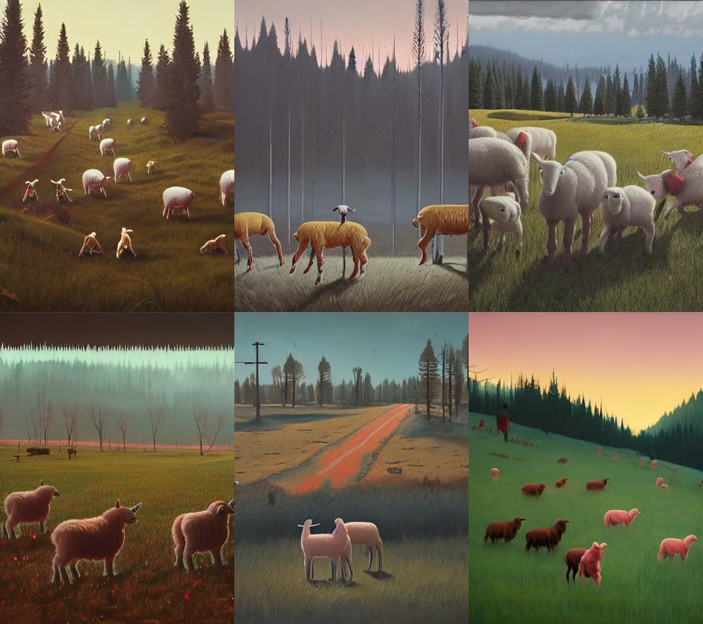 Lambs to the slaughter by Simon Stålenhag, oil on canvas