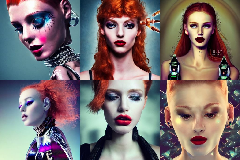 clear portrait of a gigachad! attractive men, lipstick, a very cute mystical robot of the bohemian with cats ears, slender figure, digital art hi, on render, hyper realistic beautiful face, young redhead girl in motion, grunge aesthetic, lost civilizations, cave of gemstones