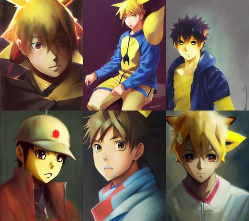 anime portrait of Pikachu as an anime man by Stanley Artgerm Lau, art by greg rutkowski and rembrandt