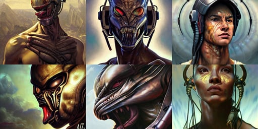 a photorealistic dramatic hyperrealistic portrait render of pred ...