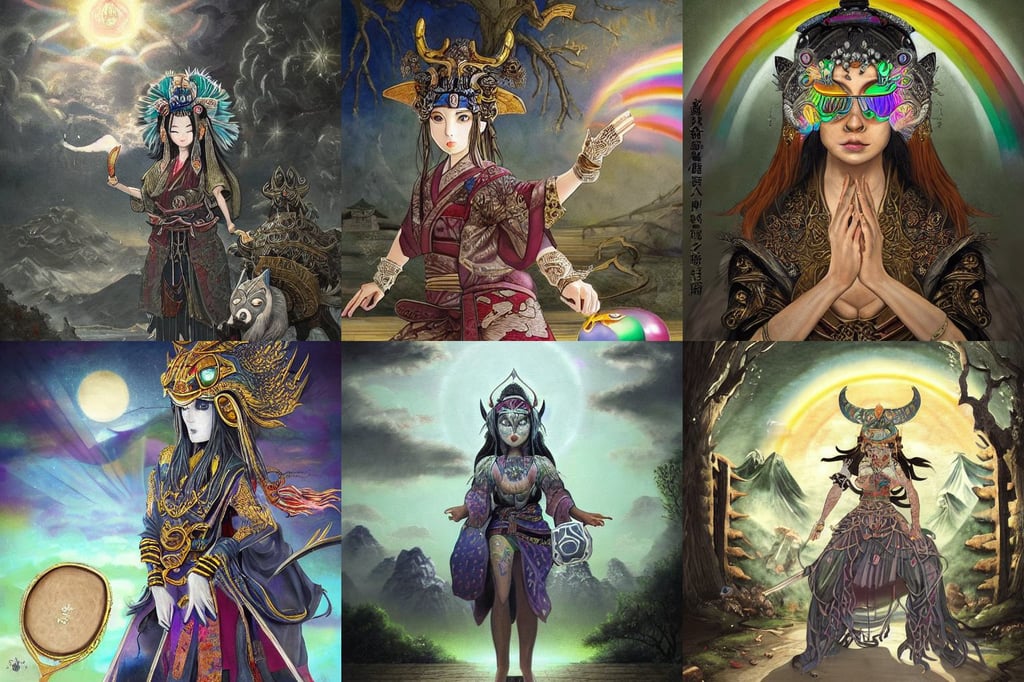 mysterious painting of sorceress with intricate jewelry, is a huge boar with the head of a wolf, Japanese style, helmet on face, tiny rainbow stripes, silver small small small  glasses, sunrays, by Mokoto Shinkai, dark cityscape, standing in front of an abandoned house background, physiotherapist playing ping - pong, stunning and beautiful scenery - highly detailed, award - winning digital art on pixiv, inspired by izombie, vargas, afternoon day, michael whelan, insanely super detailed, second world war fighting against ufo, baroque. intricate. Trending on artstation. octane render