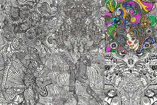 coloring book page with crazy patterns by Johanna Basford, art b ...