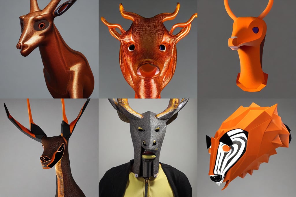 anthropomorphic enneacontagon head in edgy darkiron gazelle, orange spike aura in motion