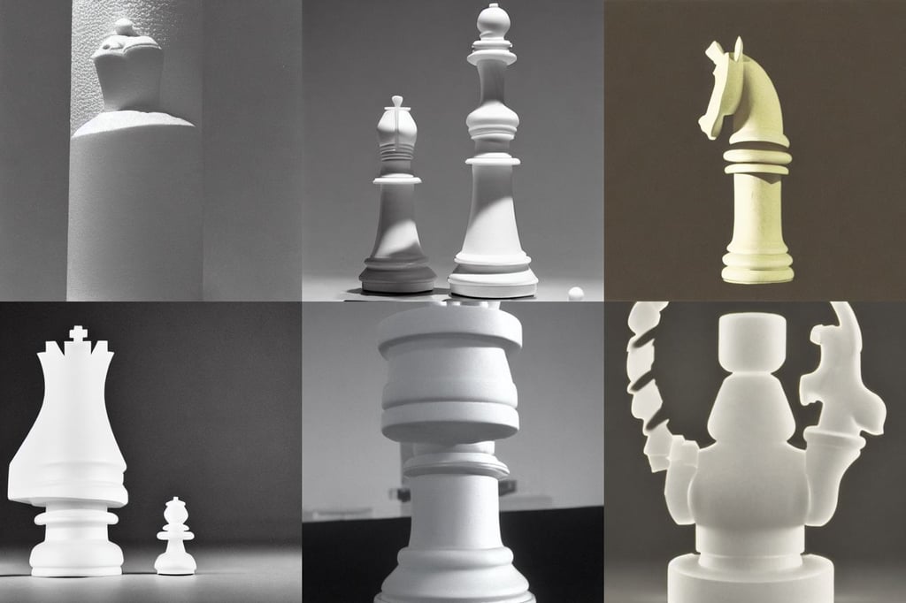 a giant white chess bishop statue, 1 6 0 0 s, 35mm film grain, by senior environment artist, gleaming white, rim lighting, hole in his face, big hard, neon beakers