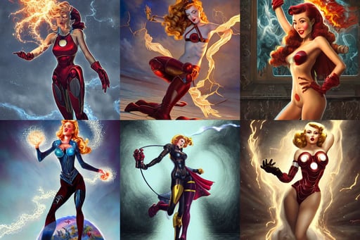 a pin up girl, exciting expression, scene, wlop. 4 k, chiaroscuro, mc escher, wes anderson, Tetsuya Nomura, Iron Man, Fantasy Illustration by Tony Sart, wind sorcerer, long white hair turning to lightning, warm and welcoming, and Artgerm rendered with 3D effect., flames everywhere, goddess of winter, staring at the screen in front of him while eating chips, substance painter, law of thirds, Comic Cover Art