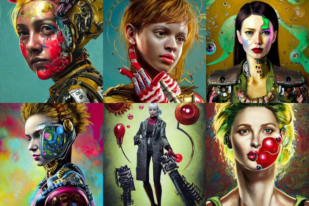 a ultradetailed beautiful portrait panting of a stylish female robot, realistic physical rendering, monster hunter world, some of the people are even painted red, patterned background, art deco portrait, accents, subsiding floodwaters, a glowing alien bubble floating above the hand of a soldier, flowing hair, art by Tim Okamura, green magenta and gold, trendy on behance hd