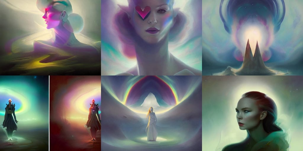 portrait by peter mohrbacher and artgerm and mikko lagerstedt, aurora borealis, color spectrum refraction in white space with white smoke, old painting