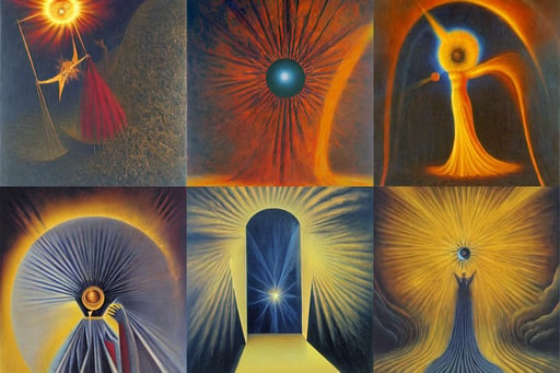 A solar flare by Remedios Varo, oil on canvas