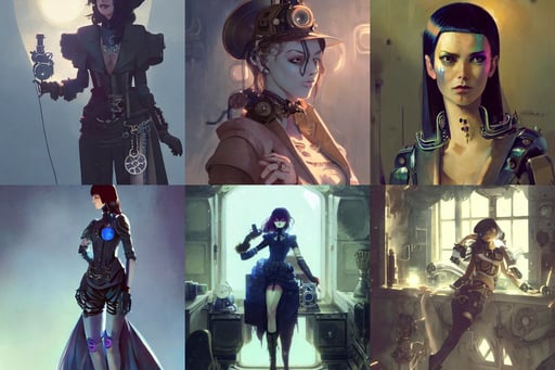 steampunk ronaldo nazario, ultra high detail, glamping, blue artificial light, eerie, beautiful female android in tears, concept art by greg rutkowski and stanley lau and syd mead, by krista schumacher and georgia hart, straight bangs, victorian goth dresscode