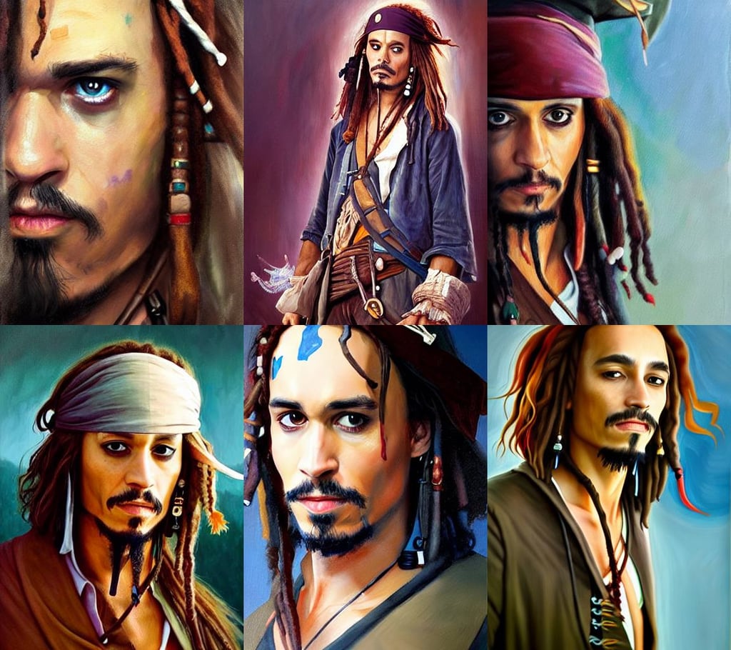 a beautiful painting portrait of Robert Sheehan as Captain Jack Sparrow, by RHADS, depth field, artstation trending full body concept art anime, by makoto shinkai and stanley kubrick