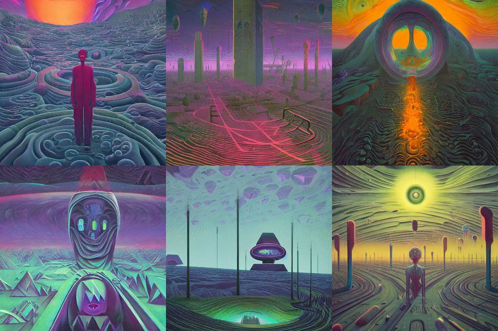 Third eye voidscape by Simon Stålenhag and Umberto Boccioni, oil on canvas