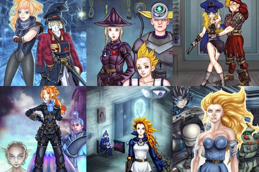 a portrait of a beautiful cybernetic witch, in front of a modern room background, ayla from chrono trigger, royal academy, in black military uniform, and jinsung lim, light-blue eyes