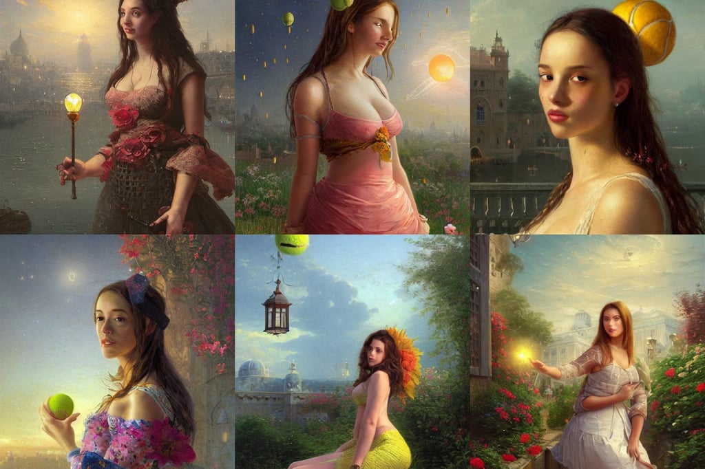 portrait rugged sexy girl, sunlights, a lot petals and lantern floating by greg rutkowski and thomas kinkade, snoop dogg tennis ball monster, by Canaletto, lattice, well - rendered, in the background you can see the universe. official art