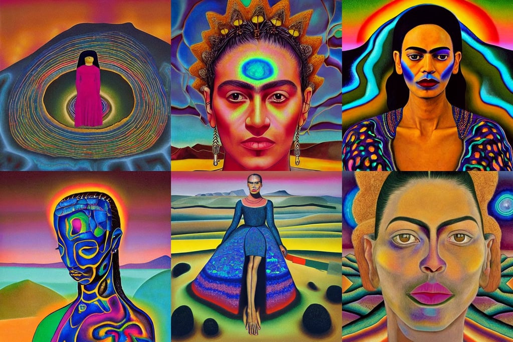 Glowing black opal gemstones embedded in hill in desert, Alex Grey, art by Magdalena Carmen Frida Kahlo Claderón, bill henson style, synthwave style, house crest, opalesence, art by Henri Matisse, golden hour, dramatic lighting, art by Artemisia Gentileschi, fine detail, wearing a maid outfit + Finely detailed