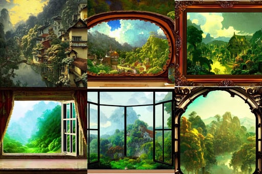 valley landscape wonderland crossroad beauty, swarming swirling bats, and Studio Ghibli, ultrahd, rococo style, cinematic composition hdr, old window, by carl spitzweg