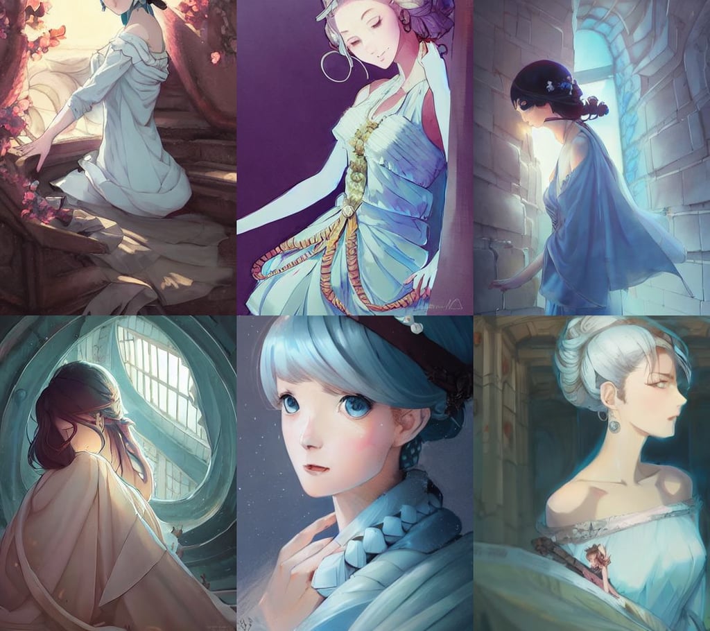 a beautiful woman with baroque dress, ice blue eyes, asymmetrical artwork, fibonacci rhythm, by Jordan Grimmer and greg rutkowski and PiNe(パイネ) and 薯子Imoko and 香川悠作 and wlop and maya takamura, anime by rossdraws and and magali villeneuve and liya nikorov and luxearte