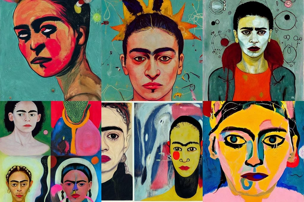 uma criatura do futuro, moon, art by Domenikos Theotokopoulos, art by Jean-michel Basquiat, art by Hilma Af Klint, lofi, art by Magdalena Carmen Frida Kahlo Claderón, art by Paolo Uccello, freckles, art by Jenny Saville, along the lake, green eyes, Kodak portra, Cinematic + Nikon TF420, art by Jean-michel Basquiat, art by Joseph-mallord William Turner