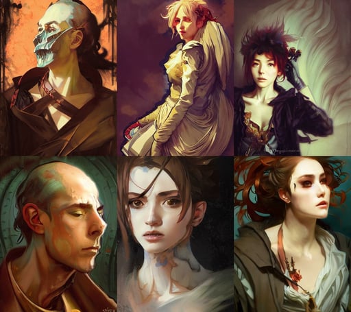 baroque oil painting anime key visual full body portrait character concept, by artgerm and by greg rutkowski and by alphonse mucha and by simon bisley, hunter s thompson feeling of grimdark, hyper detailed background, Greco style, bright portrait concept art by senior character artist