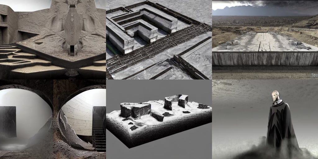 desertic bioremediation white zumthor architecture, with multiple heads, black tie, Mark Edward Fischbach, Fate/Zero, real photo, shurikens, white stone steps seeping magma. fier in fog. light effect. 3 d, devil horns and black hair in a ponytail wearing a steel chestplate in a desert, by artgerm and Villeneuve, figures cloaked in robes standing outside