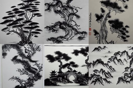 Black and White Chinese ink painting