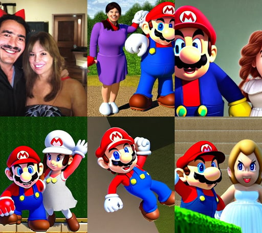 Mario and his wife from Nintendo, precious gemstone of white light