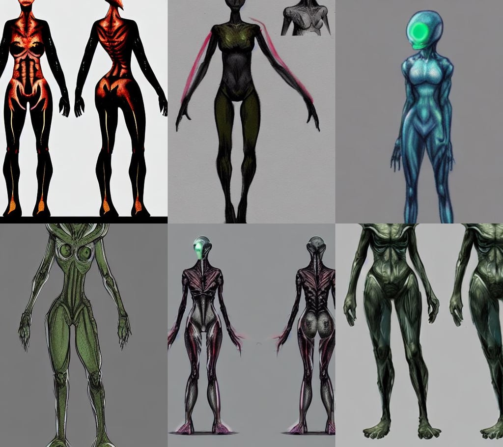 full body alien female concept art