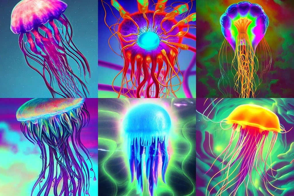 Psychedelic jellyfish, matte painting, trending on ArtStation