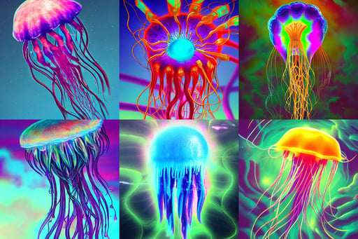 Psychedelic jellyfish, matte painting, trending on ArtStation