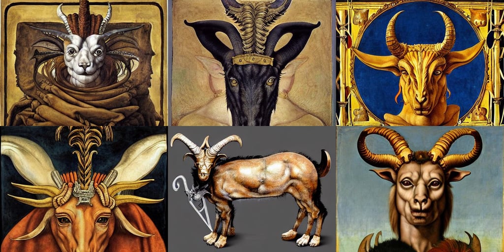 Emperor Gaius Iulius Caesar, intricate devil goat chimaera realistic, symmetrical, clever, art by Artemisia Gentileschi, art by Albrecht Dürer, factory setting, night, metallic colours +8k, art by Jenny Saville, fullbody, mysterious, art by William Blake, art by Gustav Klimt, goodness, art by Edvard Munch, concept art, sweet, from another world