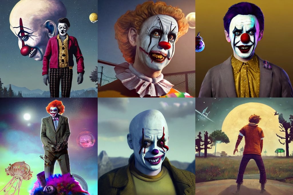 hyperrealistic portait of Gerald Gallego as a killer clown from ...