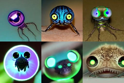 a tiny critter with enormous eyes made of bioluminescence