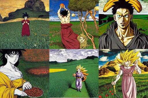 man being showerd in beans, art by Michelangelo Merisi Da Caravaggio, black grass, levying a path of clouds behind her. Dragon ball z style high detailed anime tv show, art by Piet Mondrian, art by Tiziano Vecellio Di Gregorio, sharp, Cinematic + Nikon TF420, art by Gustav Klimt