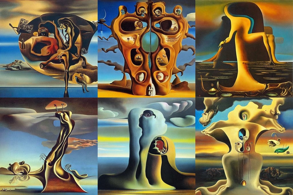 A prog rock album cover by Salvador Dali, oil on canvas