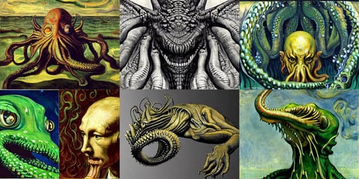 very detailed hyper realistic giant cthulhu, perfection, art by Édouard Manet, art by William Blake, art by Vincent Van Gogh, robotic eyes, intelligent, lizardscaled lattice buildings smeared in mercury are designed by iris van herpen, photo, horror, art by Johannes Vermeer, art by Paul Gauguin, green eyes, banner, coat of arms, art by Édouard Manet, sharp focus, art by Albrecht Dürer, and intricate clouds on the Aegean shore. Drawn in the style of Alphonse Mucha, shot on 70mm