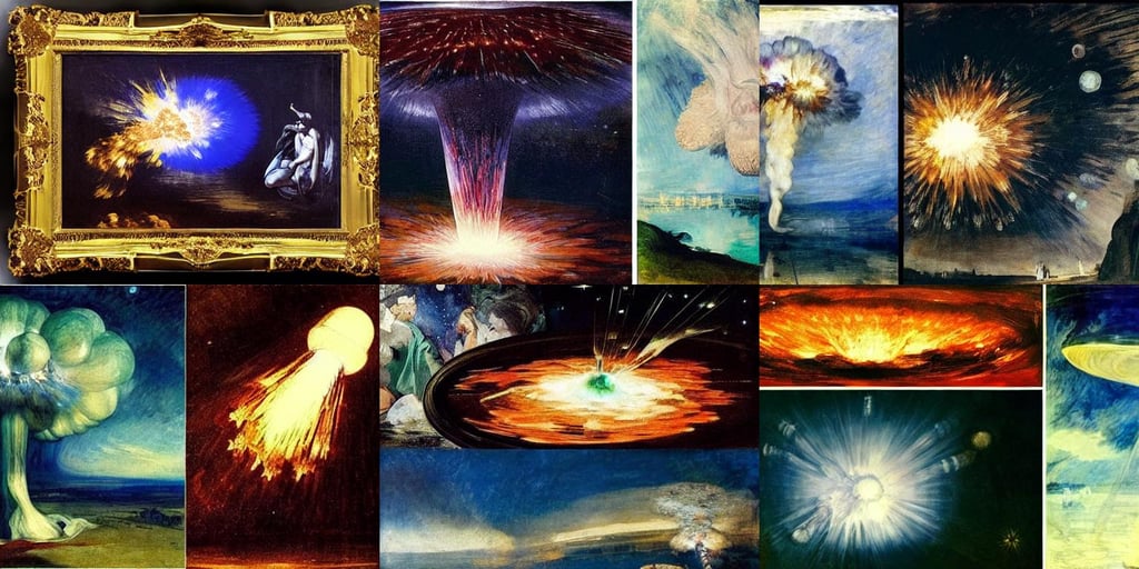 amazing glowing crystal drifting in outer space, roaring, black, photorealistic, art by Édouard Manet, art by Joseph-mallord William Turner, hyper maximalist, art by Michelangelo Merisi Da Caravaggio, by the lake, atomic bomb mushroom cloud by Miyazaki