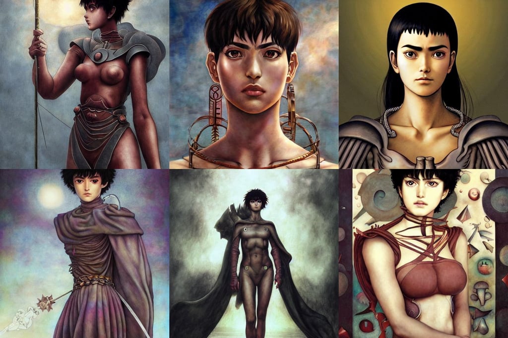 casca from berserk drawn by kentaro miura, Tom Bagshaw, big arms, cute, Accent Lighting, cyberpunk, backlit, art by Wassily Kandinsky, art by Andrea Mantegna, art by Magdalena Carmen Frida Kahlo Claderón, cinematic